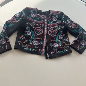 Parker black and embroidered jacket cropped